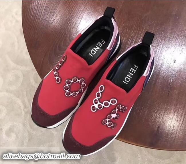 Buy Cheapest Fendi Love Logo Sneakers F81065 Red