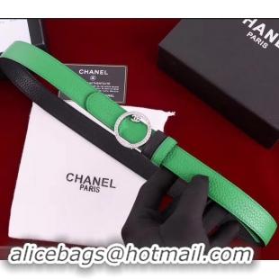 Imitation Chanel Grained Leather Crystal Buckle Belt Green/Black 550166