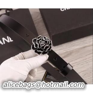 Sumptuous Chanel Flower Belt 2cm Black 550169