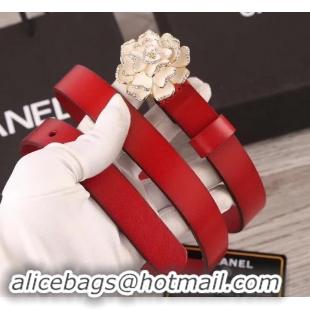 Good Quality Chanel Flower Belt 2cm Red 550170