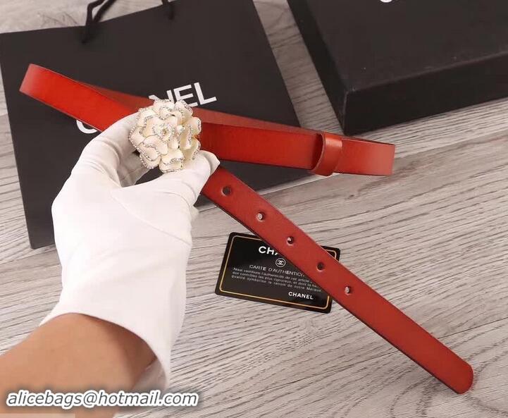 Good Quality Chanel Flower Belt 2cm Red 550170