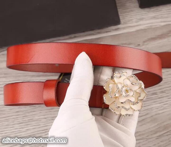 Good Quality Chanel Flower Belt 2cm Red 550170