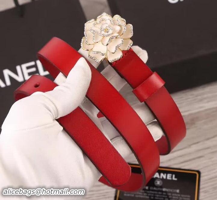 Good Quality Chanel Flower Belt 2cm Red 550170