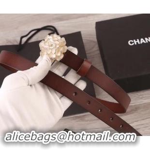 Classic Quality Chanel Flower Belt 2cm Dark Red 550171