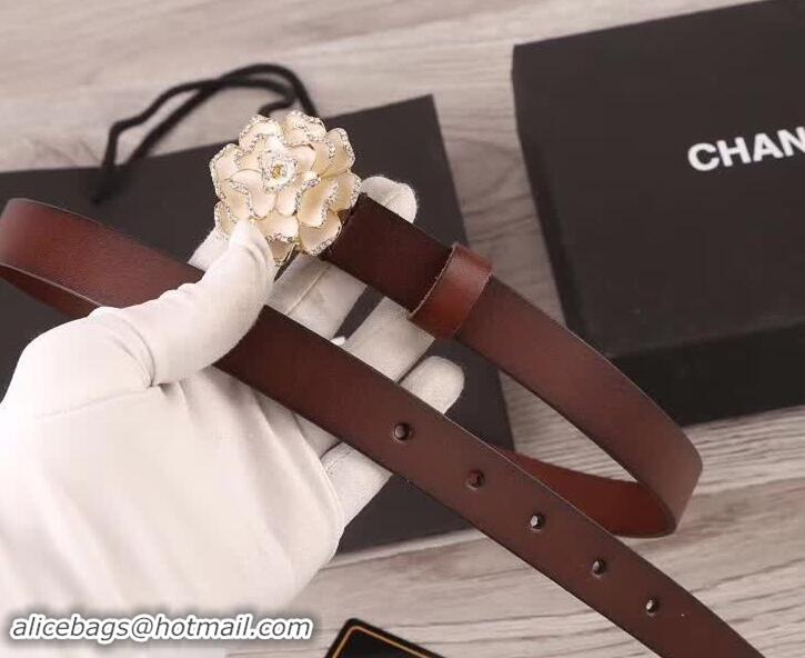 Classic Quality Chanel Flower Belt 2cm Dark Red 550171