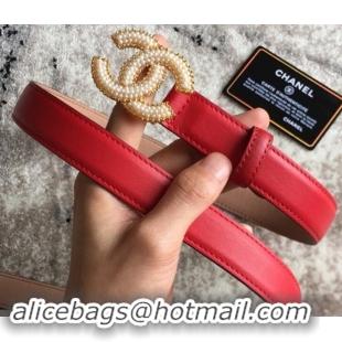 Best Product Chanel CC Pearls Belt 25mm Width 550174 Red