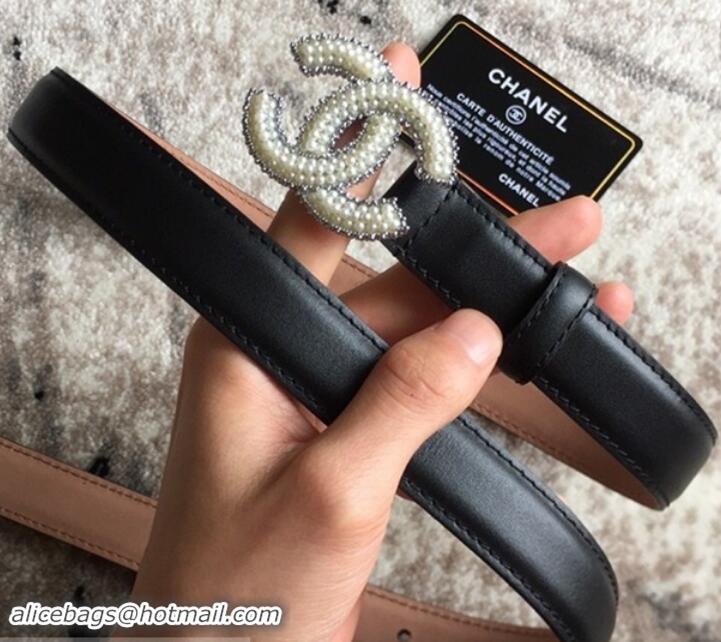 Durable Chanel CC Pearls Belt 25mm Width 550174 Black