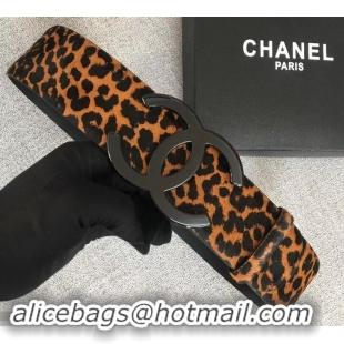 Super Quality Chanel Width 5.3cm Leather Belt Leopard with Black CC Logo 550191