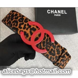 Low Price Chanel Width 5.3cm Leather Belt Leopard with Red CC Logo 550192