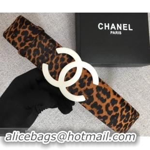 Affordable Price Chanel Width 5.3cm Leather Belt Leopard with White CC Logo 550193