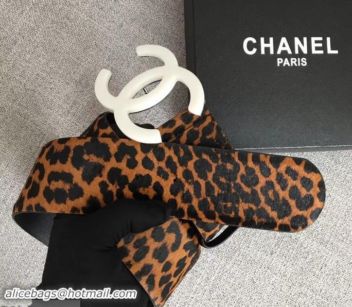 Affordable Price Chanel Width 5.3cm Leather Belt Leopard with White CC Logo 550193