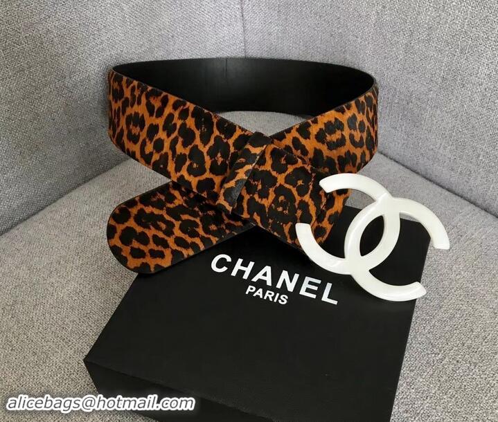 Affordable Price Chanel Width 5.3cm Leather Belt Leopard with White CC Logo 550193