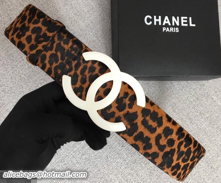 Affordable Price Chanel Width 5.3cm Leather Belt Leopard with White CC Logo 550193