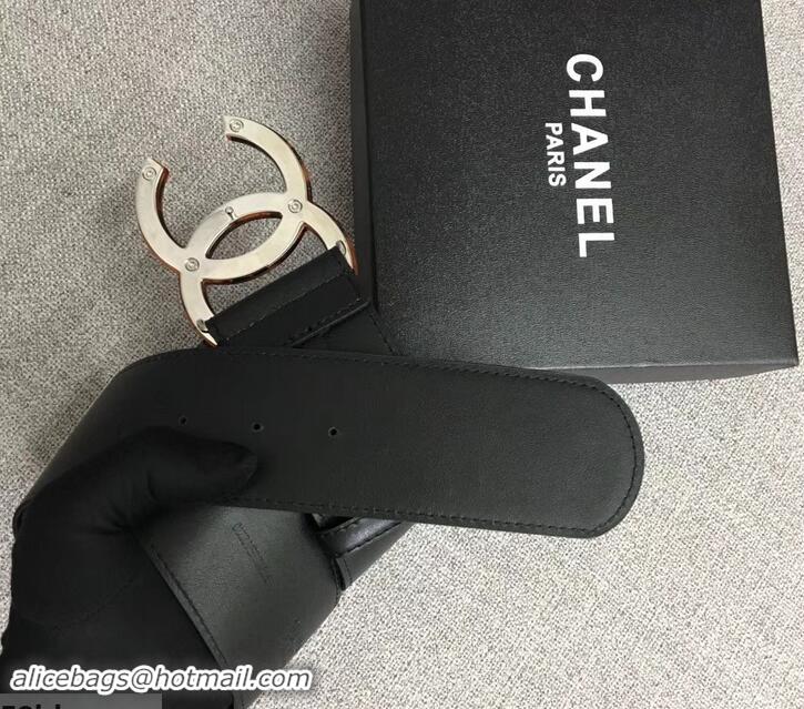 Discount Chanel Width 5.3cm Leather Belt Black with Resin CC Logo 550194