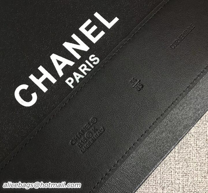 Perfect Chanel Width 5.3cm Leather Belt Black Gabrielle with Resin CC Logo 550196