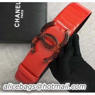 Sumptuous Chanel Width 5.3cm Patent Leather Belt Red with Resin CC Logo 550102