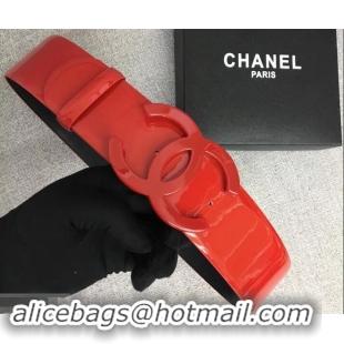 Hot Style Chanel Width 5.3cm Patent Leather Belt Red with CC Logo 550103