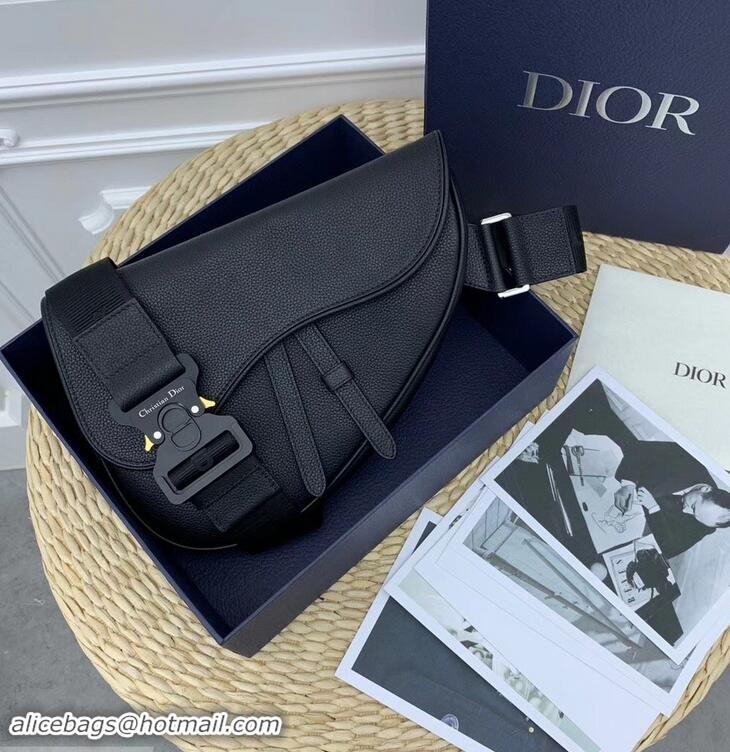 Buy Inexpensive Dior Grained Calfskin Saddle Shoulder Belt Bag CD96201 Black 2019