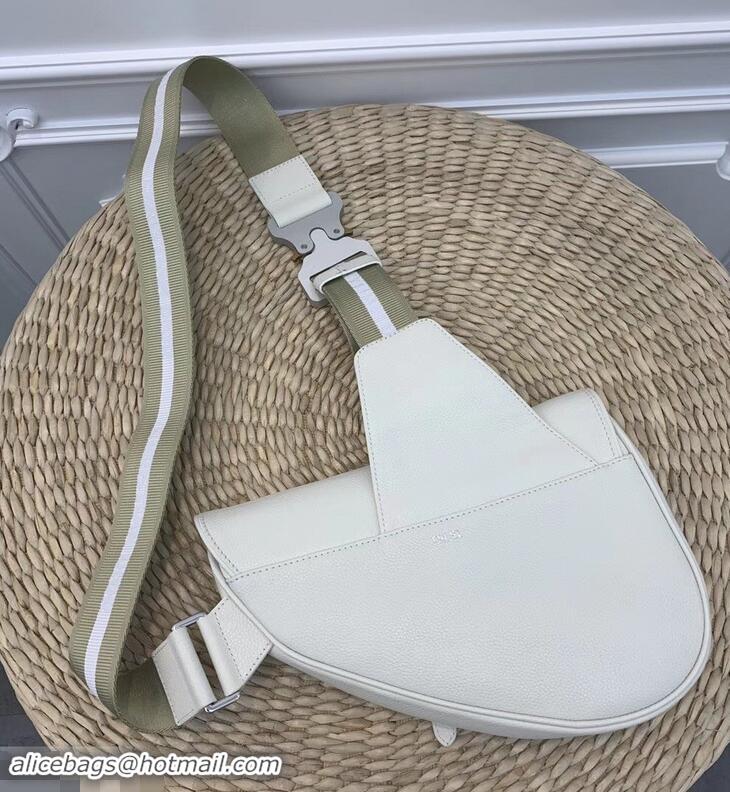 Discount Dior Grained Calfskin Saddle Shoulder Belt Bag CD96201 White 2019