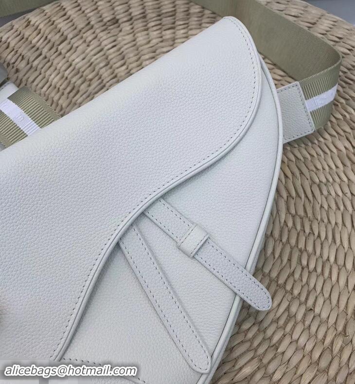 Discount Dior Grained Calfskin Saddle Shoulder Belt Bag CD96201 White 2019