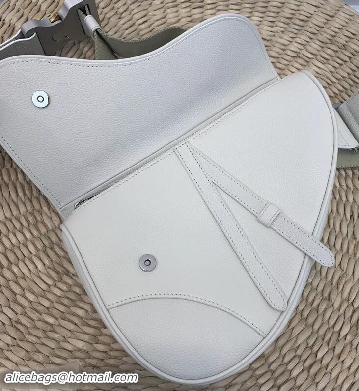 Discount Dior Grained Calfskin Saddle Shoulder Belt Bag CD96201 White 2019