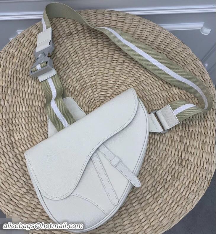 Discount Dior Grained Calfskin Saddle Shoulder Belt Bag CD96201 White 2019