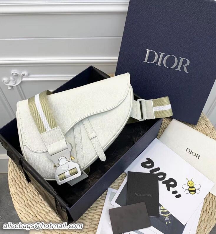 Discount Dior Grained Calfskin Saddle Shoulder Belt Bag CD96201 White 2019