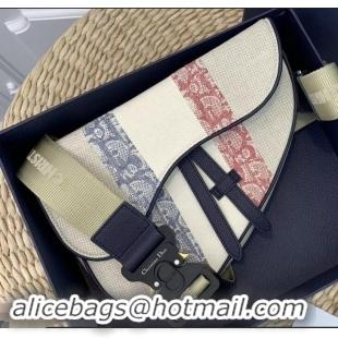 Shop Cheap Dior Three-tone Canvas Saddle Shoulder Belt Bag CD96203 2019