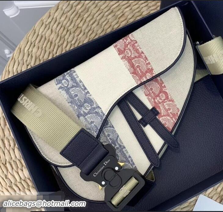 Shop Cheap Dior Three-tone Canvas Saddle Shoulder Belt Bag CD96203 2019