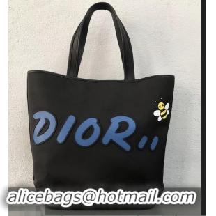 Top Quality Dior Bee DIOR X KAWS Shopping Tote Bag CD96206 Black With Blue Logo 2019