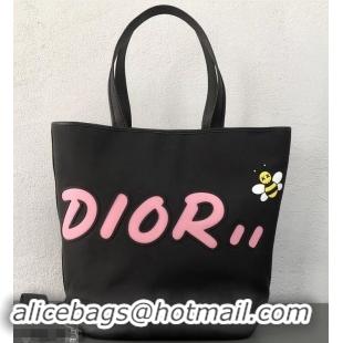 Low Price Dior Bee DIOR X KAWS Shopping Tote Bag CD96206 Black With Pink Logo 2019