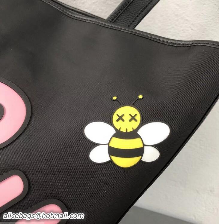 Low Price Dior Bee DIOR X KAWS Shopping Tote Bag CD96206 Black With Pink Logo 2019