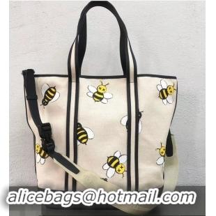 Buy Promotion Dior Bee DIOR X KAWS Cotton Canvas Shopping Tote Bag CD96206 Beige 2019