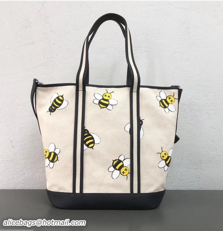 Buy Promotion Dior Bee DIOR X KAWS Cotton Canvas Shopping Tote Bag CD96206 Beige 2019