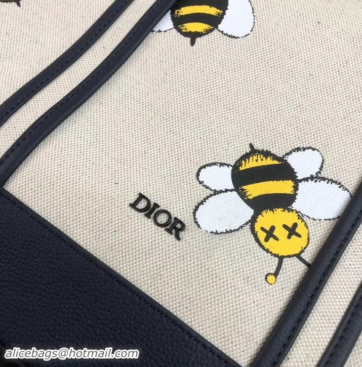 Buy Promotion Dior Bee DIOR X KAWS Cotton Canvas Shopping Tote Bag CD96206 Beige 2019