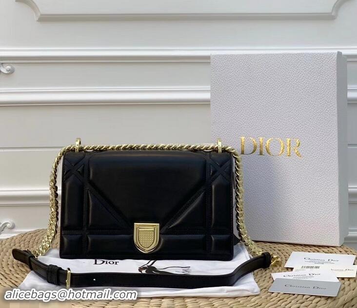 Hot Sell Cheap Dior Lambskin Diorama Medium Bag CD96218 Black/Gold 2019