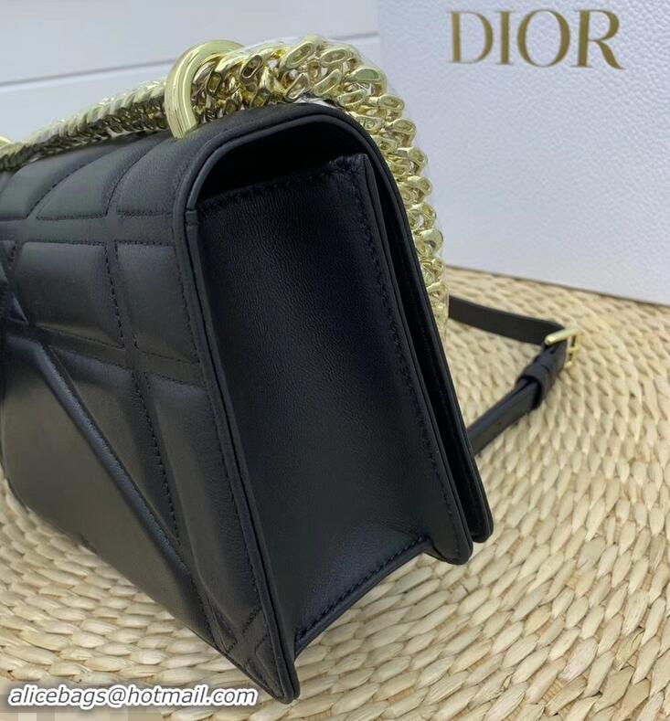 Hot Sell Cheap Dior Lambskin Diorama Medium Bag CD96218 Black/Gold 2019