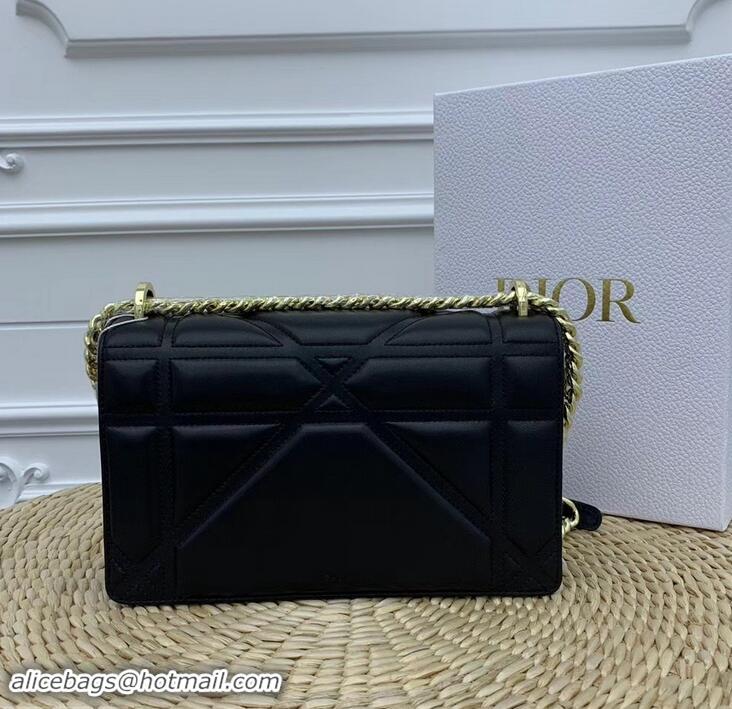 Hot Sell Cheap Dior Lambskin Diorama Medium Bag CD96218 Black/Gold 2019