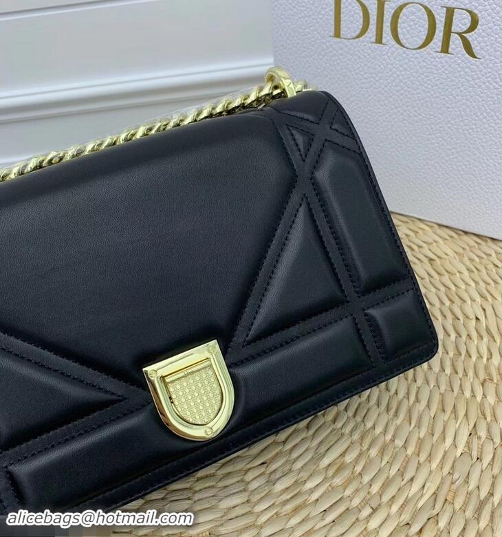 Hot Sell Cheap Dior Lambskin Diorama Medium Bag CD96218 Black/Gold 2019