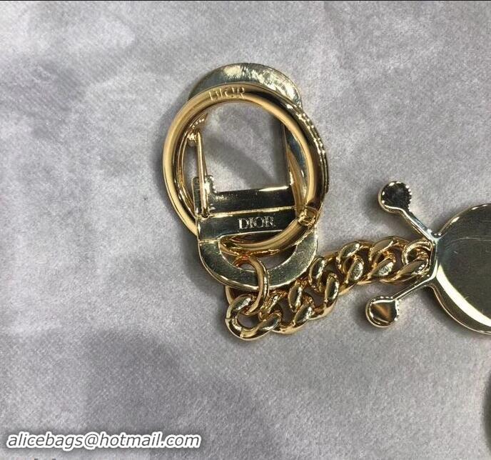 Low Price DIOR x KAWS Bee Key Ring in Gold-tone Brass and Resin CD96222 2019