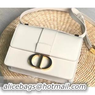 Newest Dior 30 Montaigne Flap Bag in Smooth Calfskin CD96701 White and CD Clasp 2019