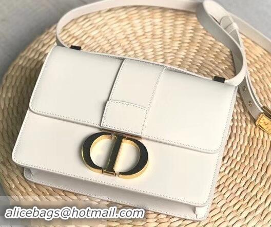 Newest Dior 30 Montaigne Flap Bag in Smooth Calfskin CD96701 White and CD Clasp 2019