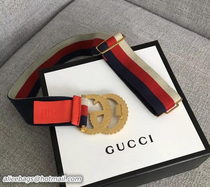 Discount Gucci Sylvie Web Elastic Belt With Torchon Double G Buckle 906181