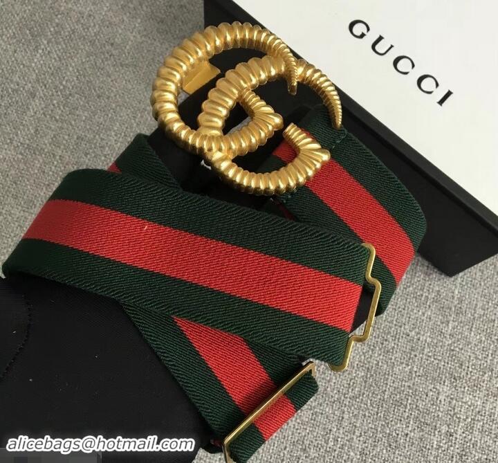 Classic Practical Gucci green/Red Web Elastic Belt With Torchon Double G Buckle 906181