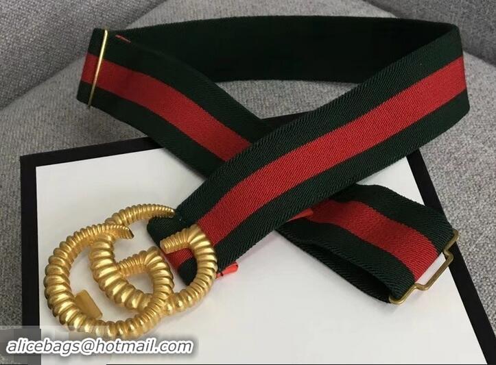 Classic Practical Gucci green/Red Web Elastic Belt With Torchon Double G Buckle 906181