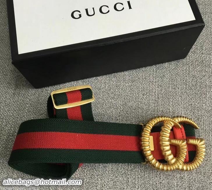 Classic Practical Gucci green/Red Web Elastic Belt With Torchon Double G Buckle 906181