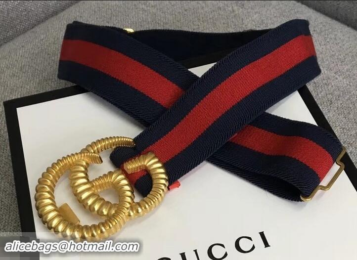 Pretty Style Gucci Blue/Red Web Elastic Belt With Torchon Double G Buckle 906181