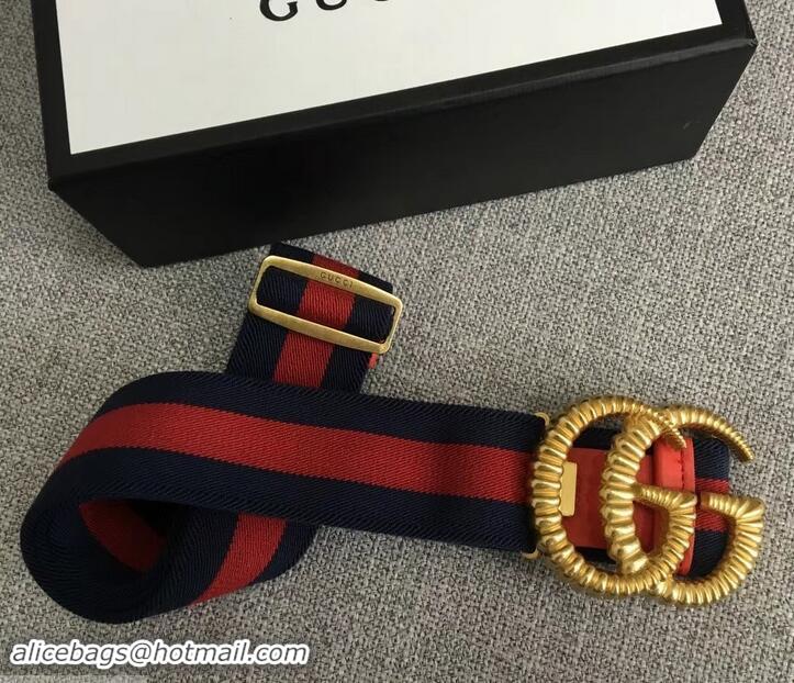 Pretty Style Gucci Blue/Red Web Elastic Belt With Torchon Double G Buckle 906181