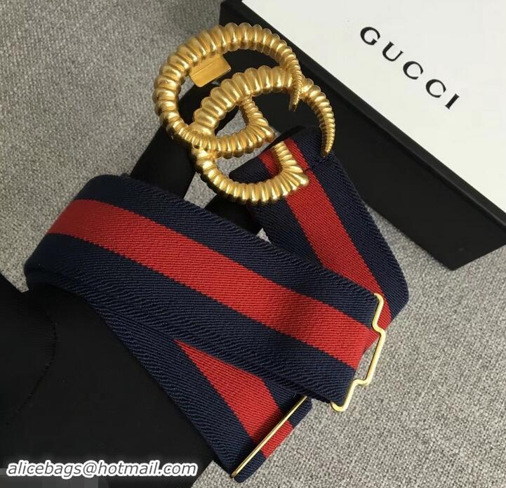 Pretty Style Gucci Blue/Red Web Elastic Belt With Torchon Double G Buckle 906181