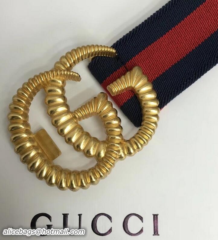 Pretty Style Gucci Blue/Red Web Elastic Belt With Torchon Double G Buckle 906181